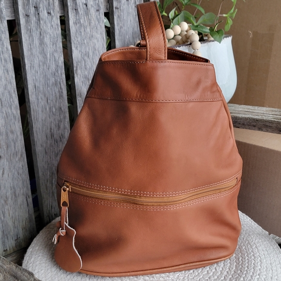 BOGOTA Genuine Leather sling back crossbody bag made in Cambodia cognac - Picture 4 of 15